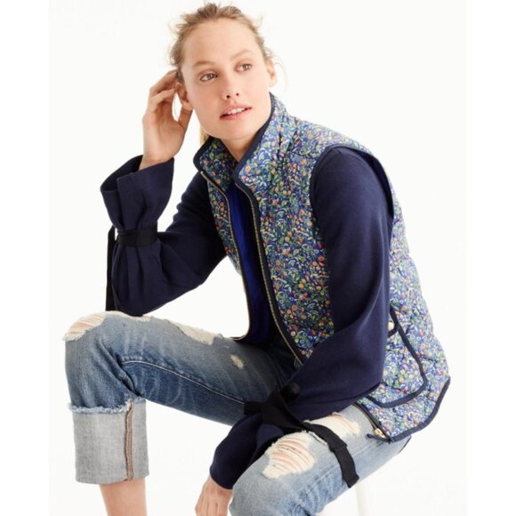 NWT J.Crew Excursion Vest in Catebsy Liberty Floral Bird Down Fill Quilted XS - Picture 8 of 8
